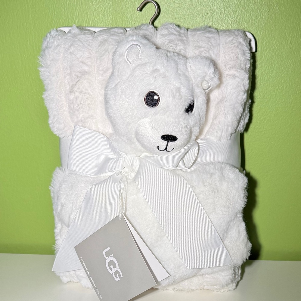UGG White Polar Bear Lovey and Blanket Set